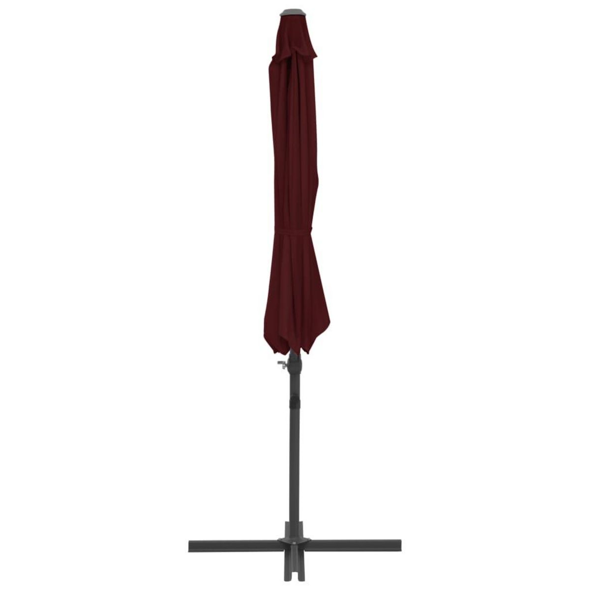 VIDAXL Parasol de jardin en porte-a-faux mat en acier rouge bordeaux