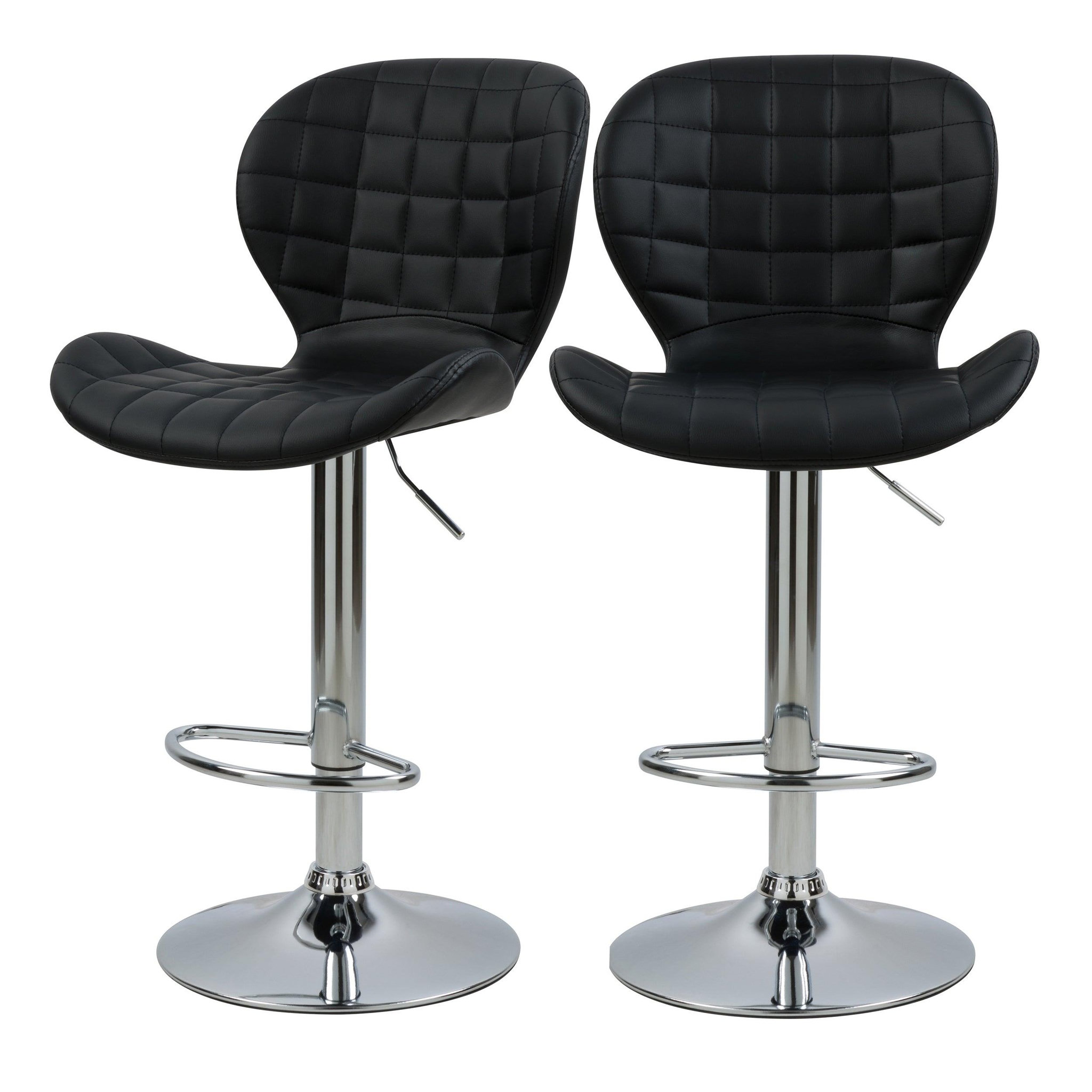 MAISON PAVANE Lot de 2 chaises de bar réglables 53/74 cm en cuir synthétique noir-mazzia