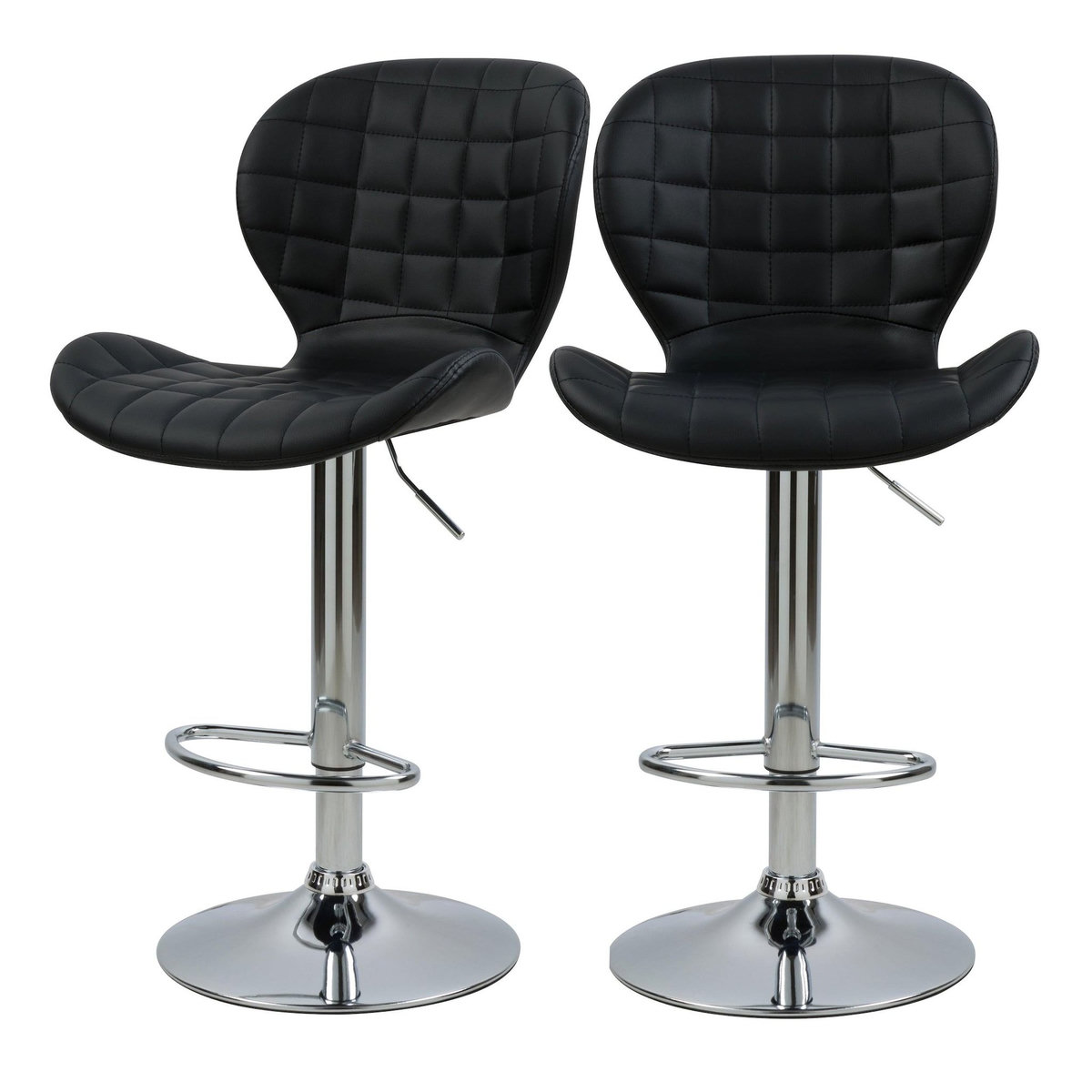 Rendez vous déco Lot de 2 chaises de bar réglables 53/74 cm en cuir synthétique noir-Mazzia
