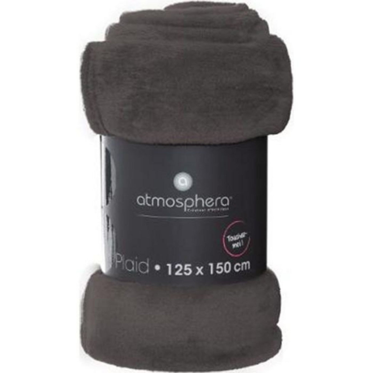 ATMOSPHERA Plaid Doux Uni  Flanel  125x150cm Gris Foncé