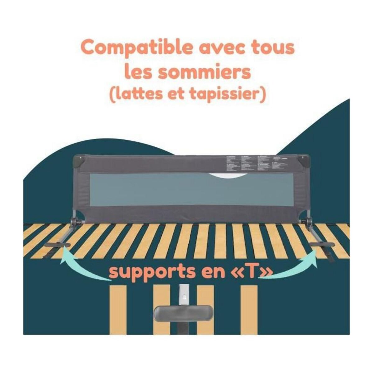 LOOPING Barriere de lit - LOOPING - BL5003G - Rabattable - Gris