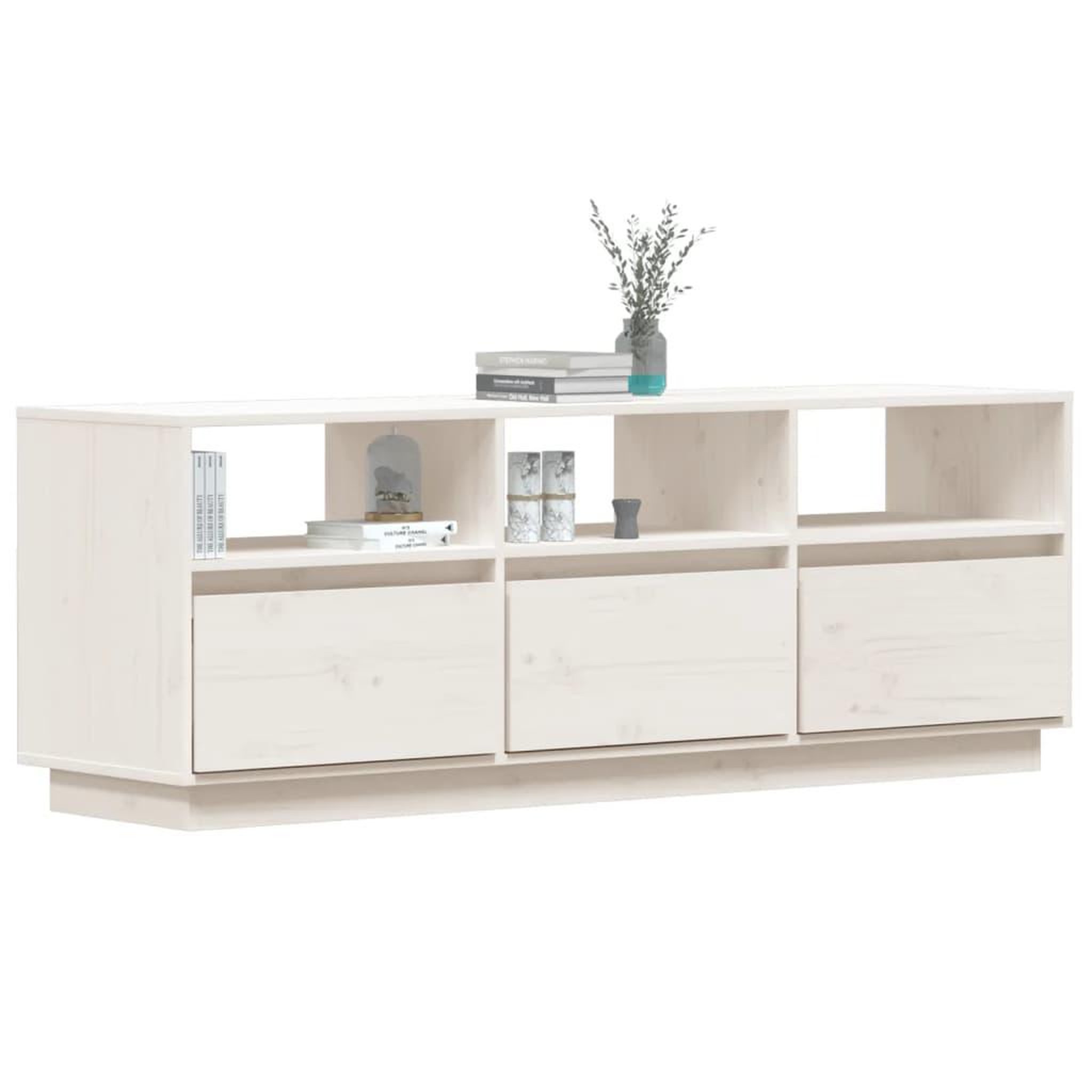 Voir la diapositive 4 : VIDAXL Meuble TV Blanc 140x37x50 cm Bois de pin massif