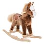 HOMCOM Cheval à bascule cheval de cowboy selle grand confort peluche courte douce bois peuplier brun blanc