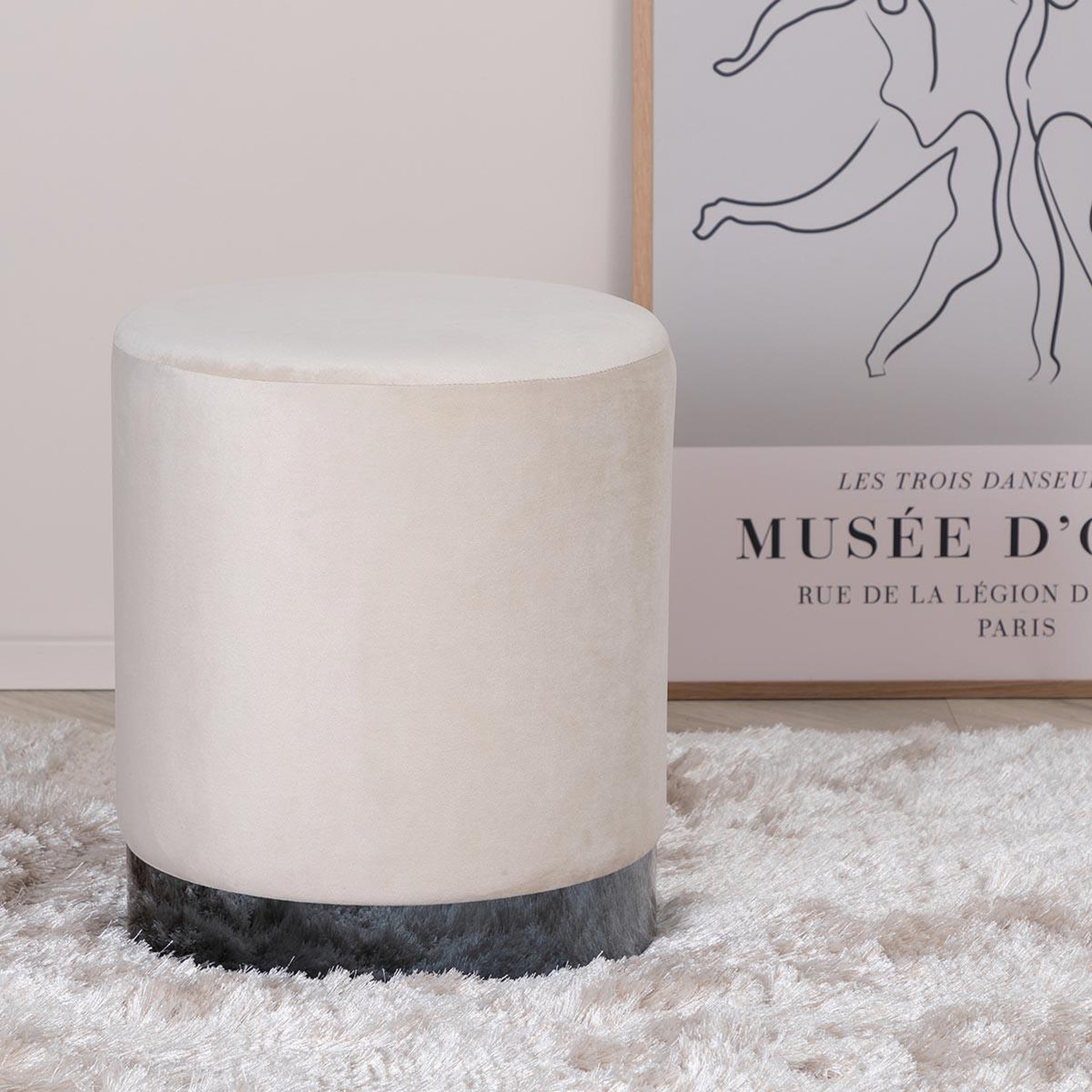 Voir la diapositive 4 : Paris Prix Pouf en velours  benji  42cm beige