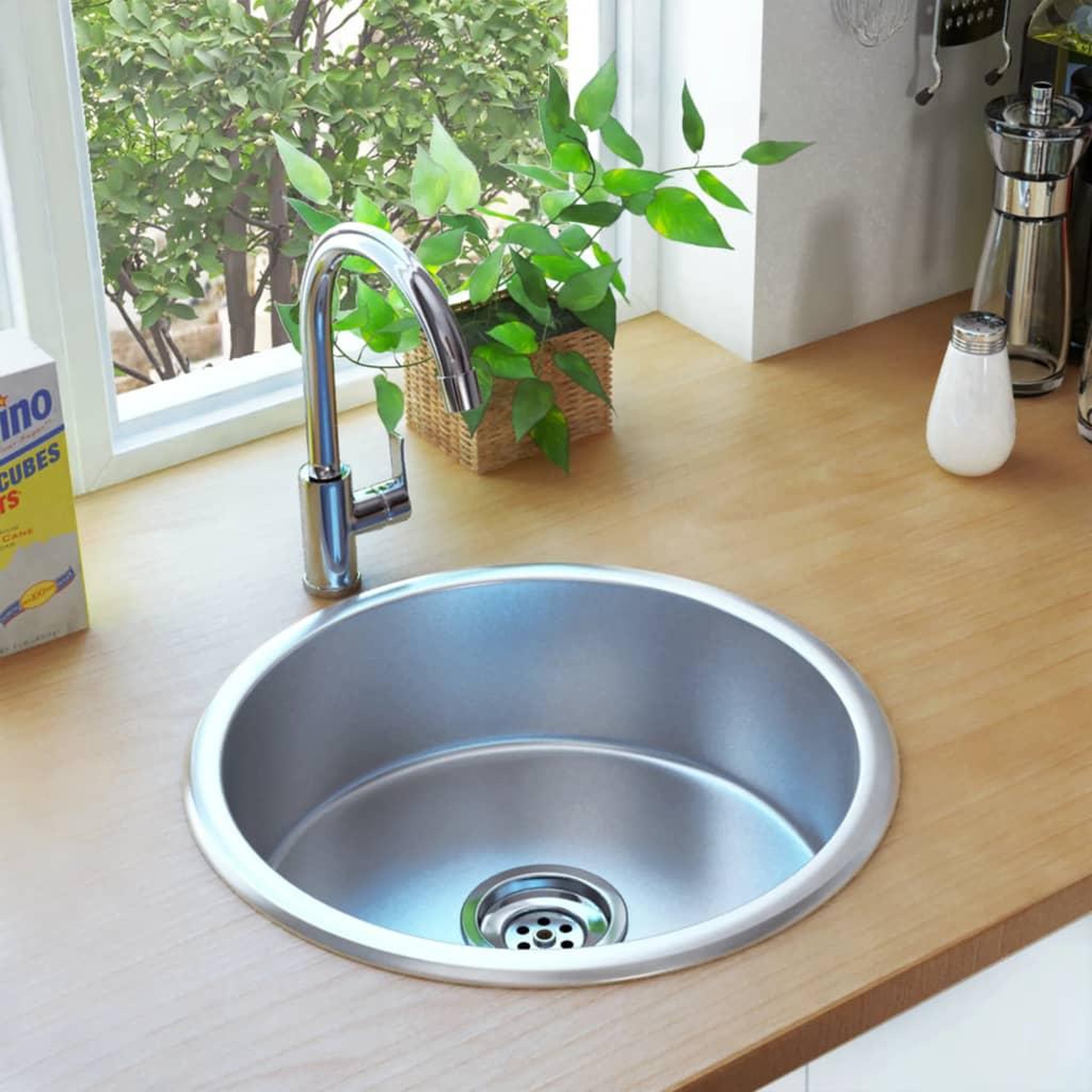 Voir la diapositive 1 : VIDAXL Evier de cuisine avec crepine et piege Acier inoxydable