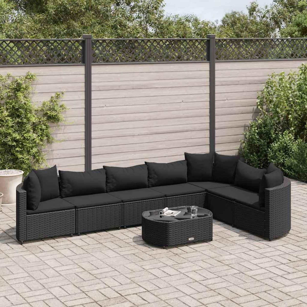VIDAXL Salon de jardin 8 pcs avec coussins noir resine tressee