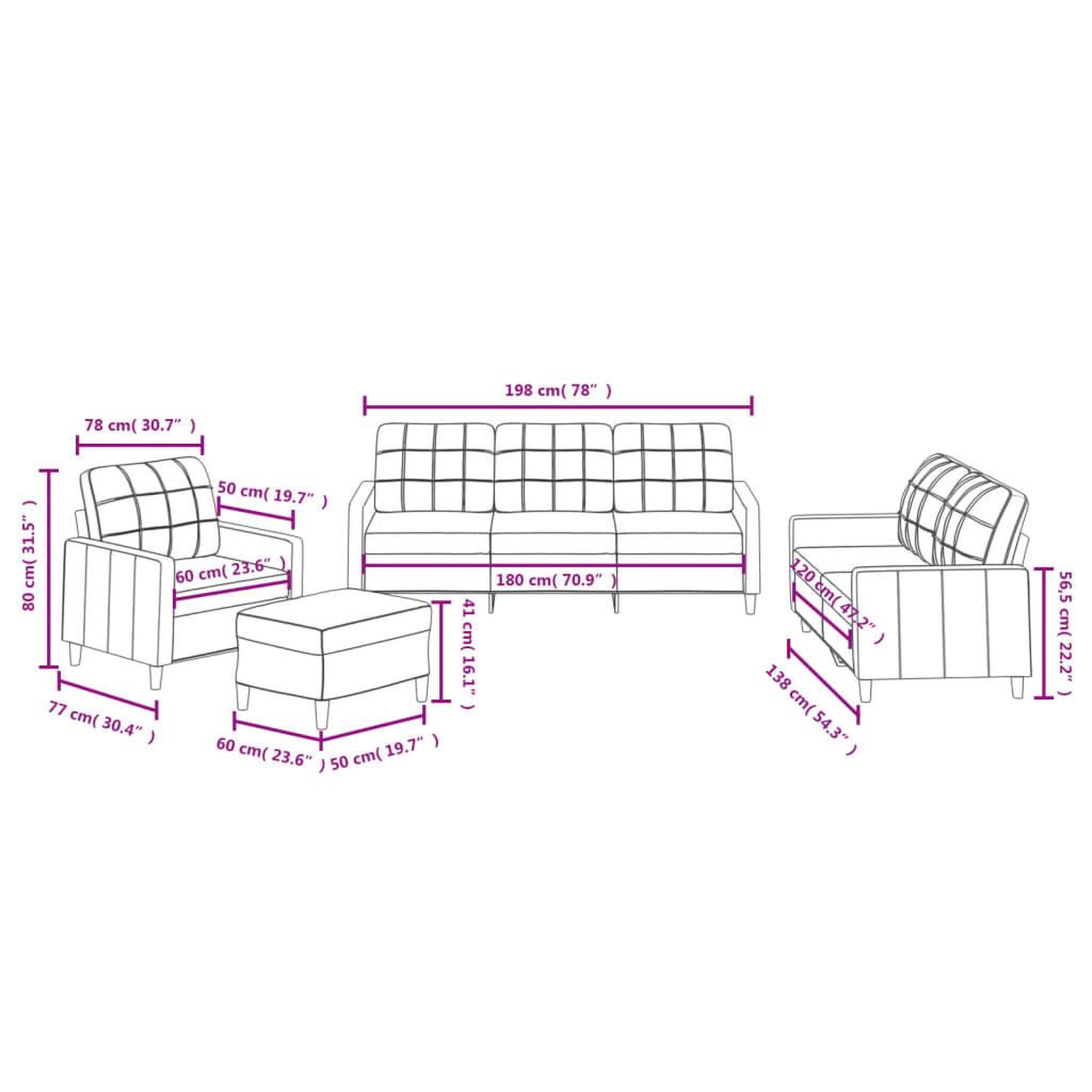 Voir la diapositive 6 : VIDAXL Ensemble de canapes 4 pcs avec coussins Gris clair Tissu