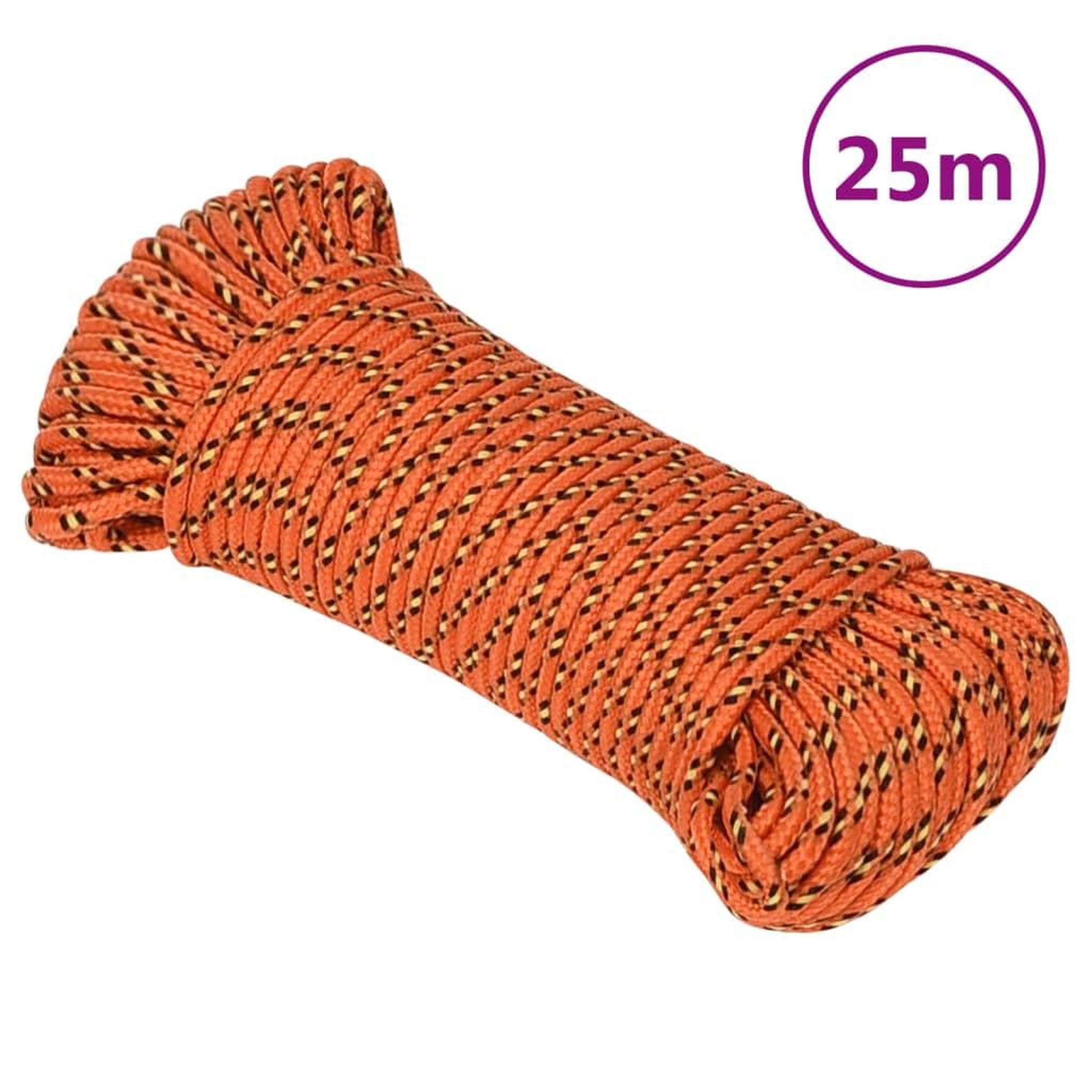 Voir la diapositive 1 : VIDAXL Corde de bateau Orange 4 mm 25 m Polypropylene
