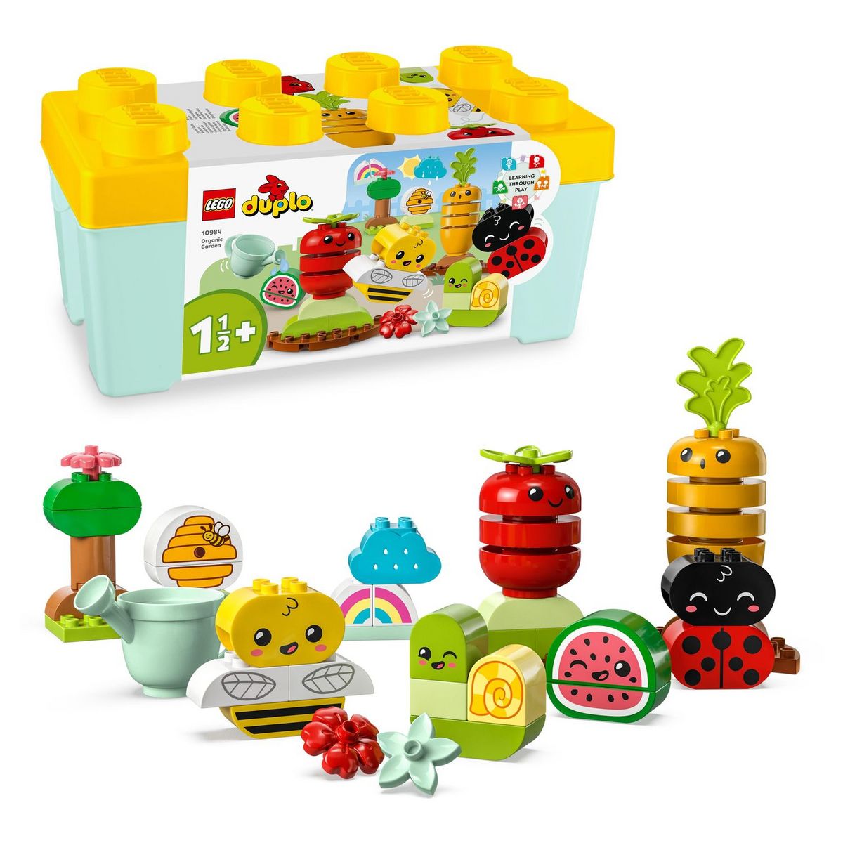 LEGO DUPLO 10984 - Le jardin bio, Jouets à Empiler pour Bébés et Enfants Dès 1,5 An, Jeu Éducatif avec Coccinelle, Bourdon, Fruits et Légumes