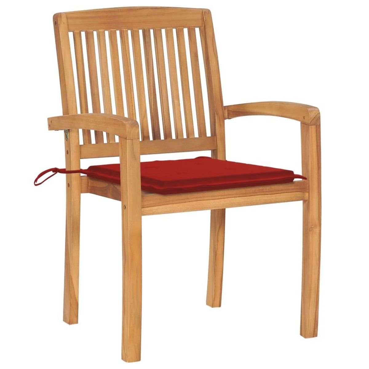 VIDAXL Chaises de jardin lot de 2 et coussins rouge Bois teck massif