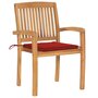 Voir la diapositive 2 : VIDAXL Chaises de jardin lot de 2 et coussins rouge Bois teck massif