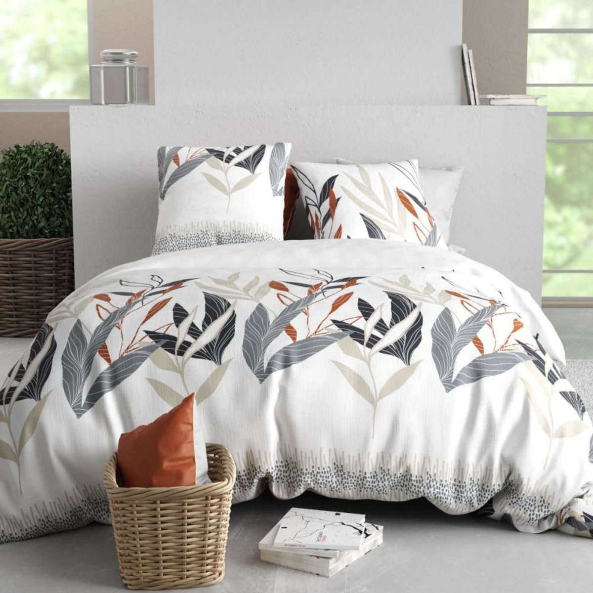 ATELIER DU COTON Housse de couette 240x220 IMANTA + 2 taies coton 57 fils