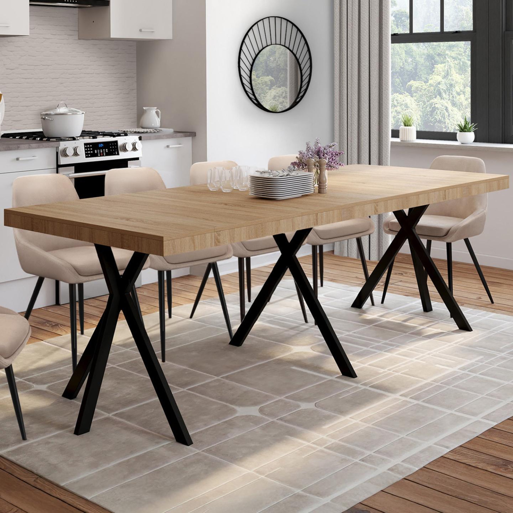 Voir la diapositive 2 : ID MARKET Table console extensible alix 10 personnes 235 cm design industriel