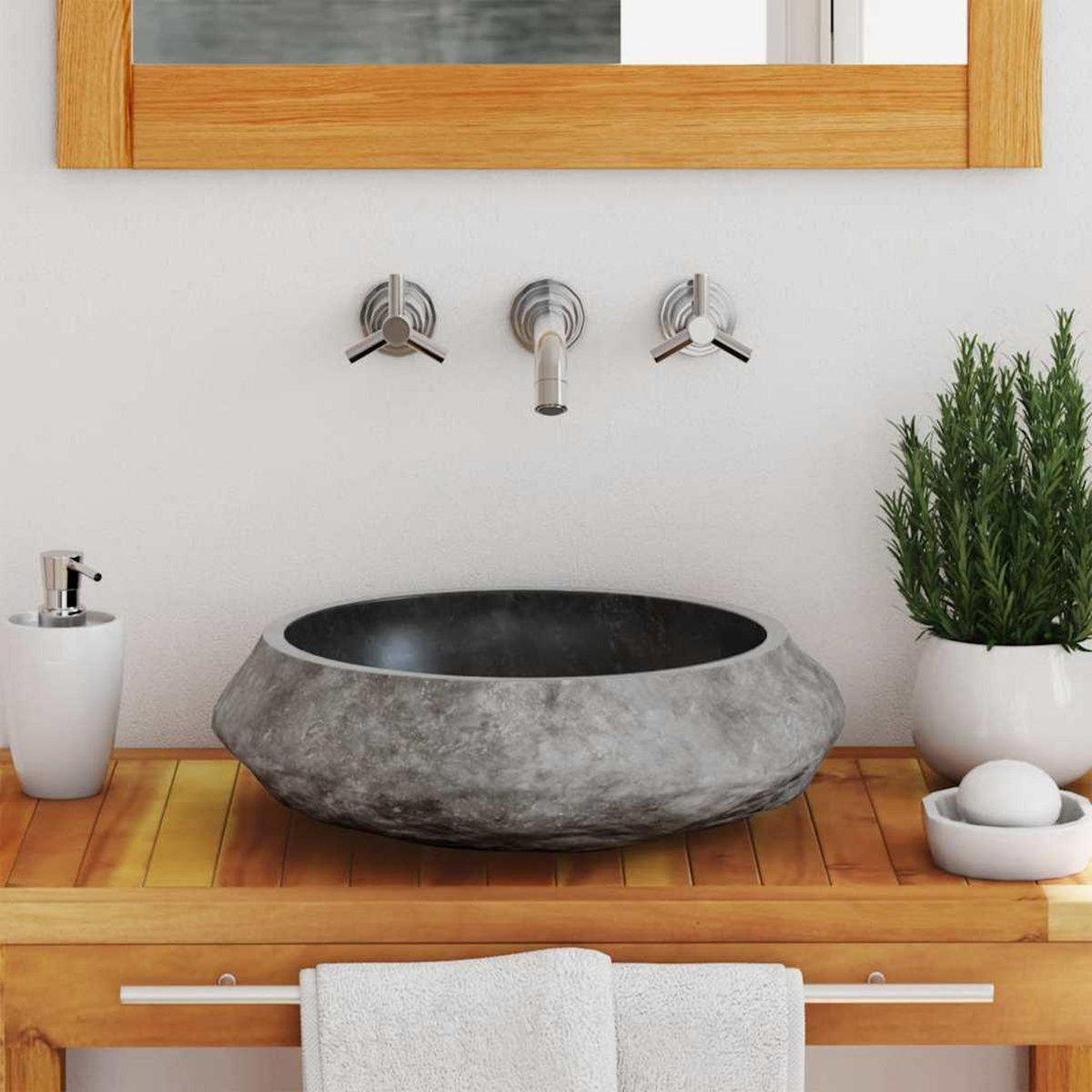 VIDAXL Evier 40 x 12 cm Marbre Noir