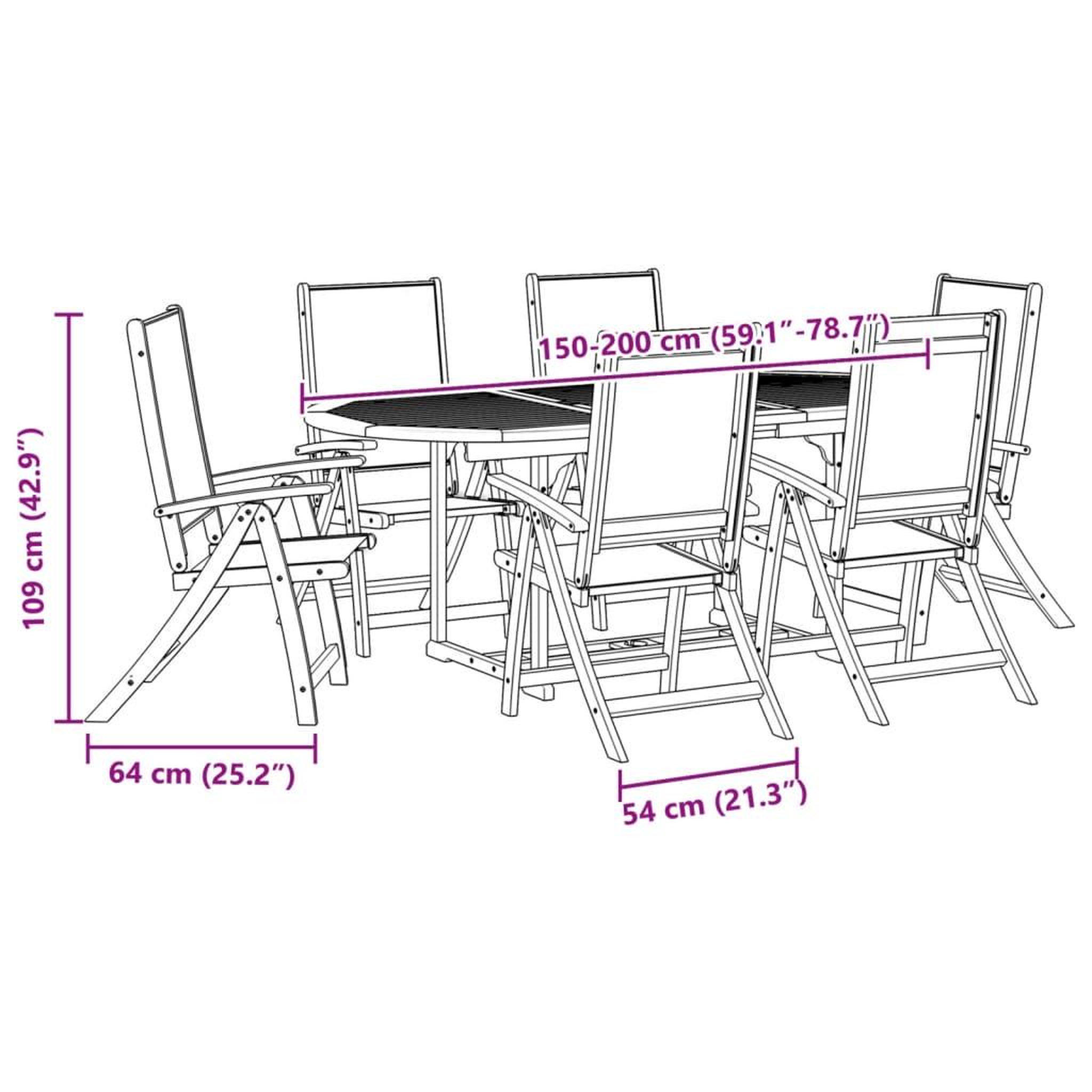 Voir la diapositive 6 : VIDAXL Ensemble a Manger de jardin 7pcs bois d'acacia solide textilene
