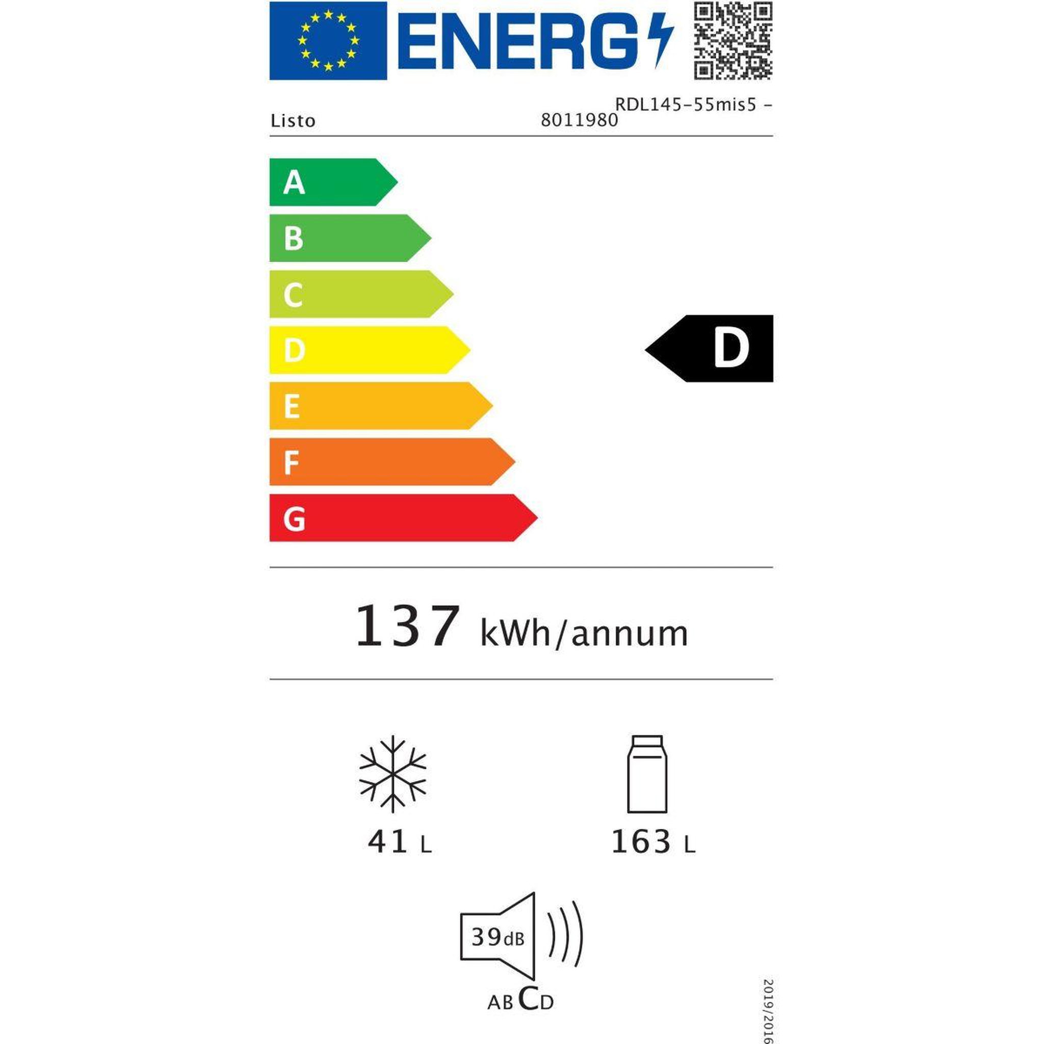 Voir la diapositive 6 : Listo Réfrigérateur 2 portes rdl145-55mis5