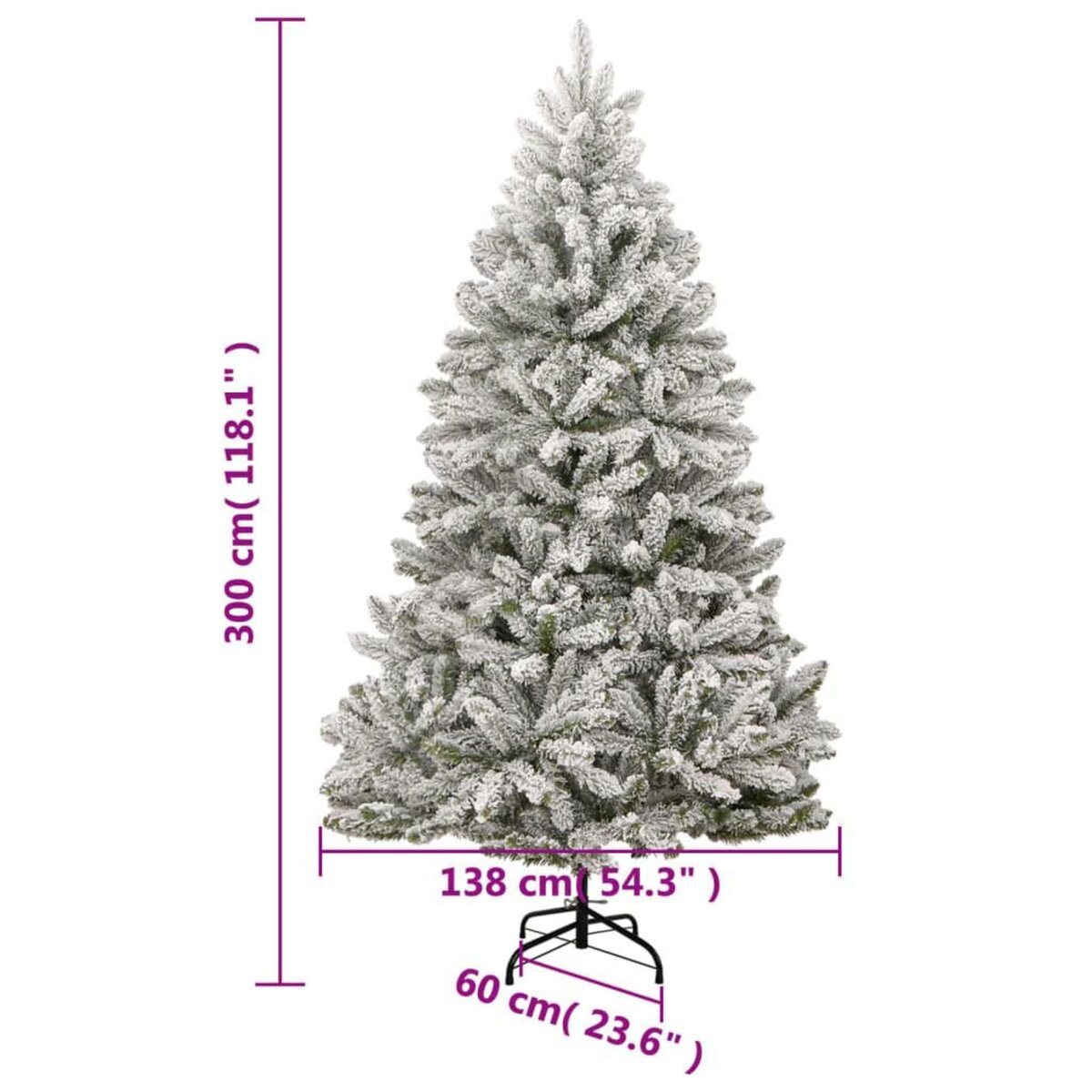 VIDAXL Sapin de Noël artificiel a charnieres avec neige floquee 300 cm