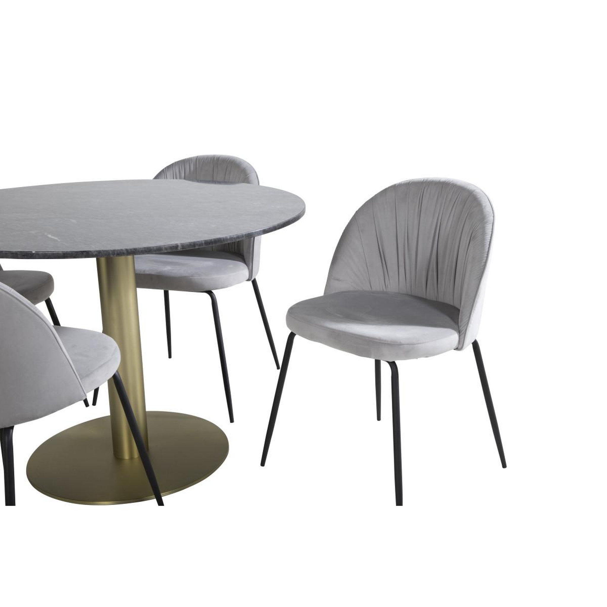 Voir la diapositive 2 : Paris Prix Ensemble table à manger & 4 chaises  estelle & wrinkles  106cm gris foncé & gris