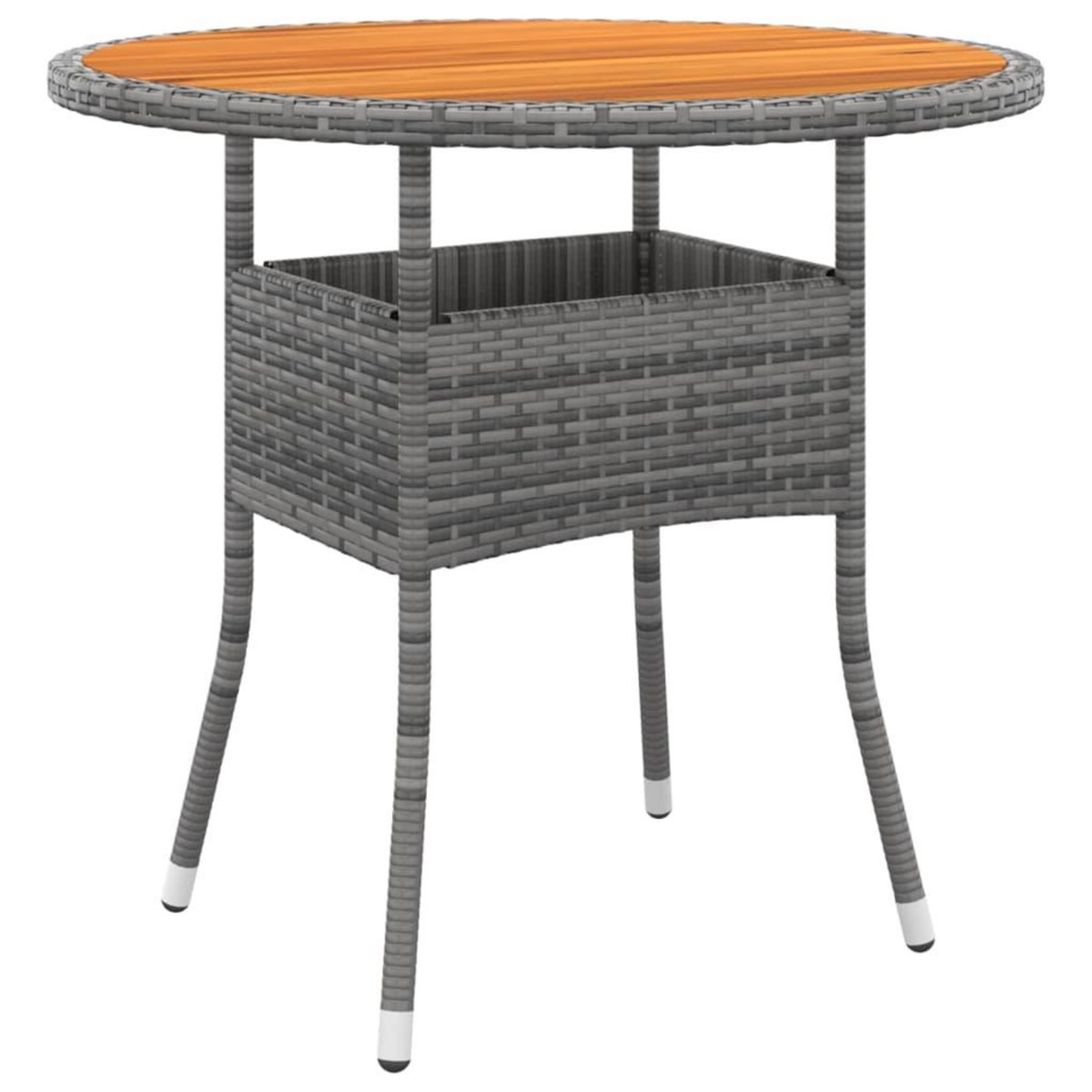 VIDAXL Table de jardin Ø80x75 cm Resine tressee et bois d'acacia Gris