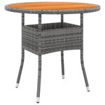 VIDAXL Table de jardin Ø80x75 cm Resine tressee et bois d'acacia Gris