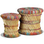 Voir la diapositive 3 : VIDAXL Tabourets avec details chindi lot de 2 multicolore bambou