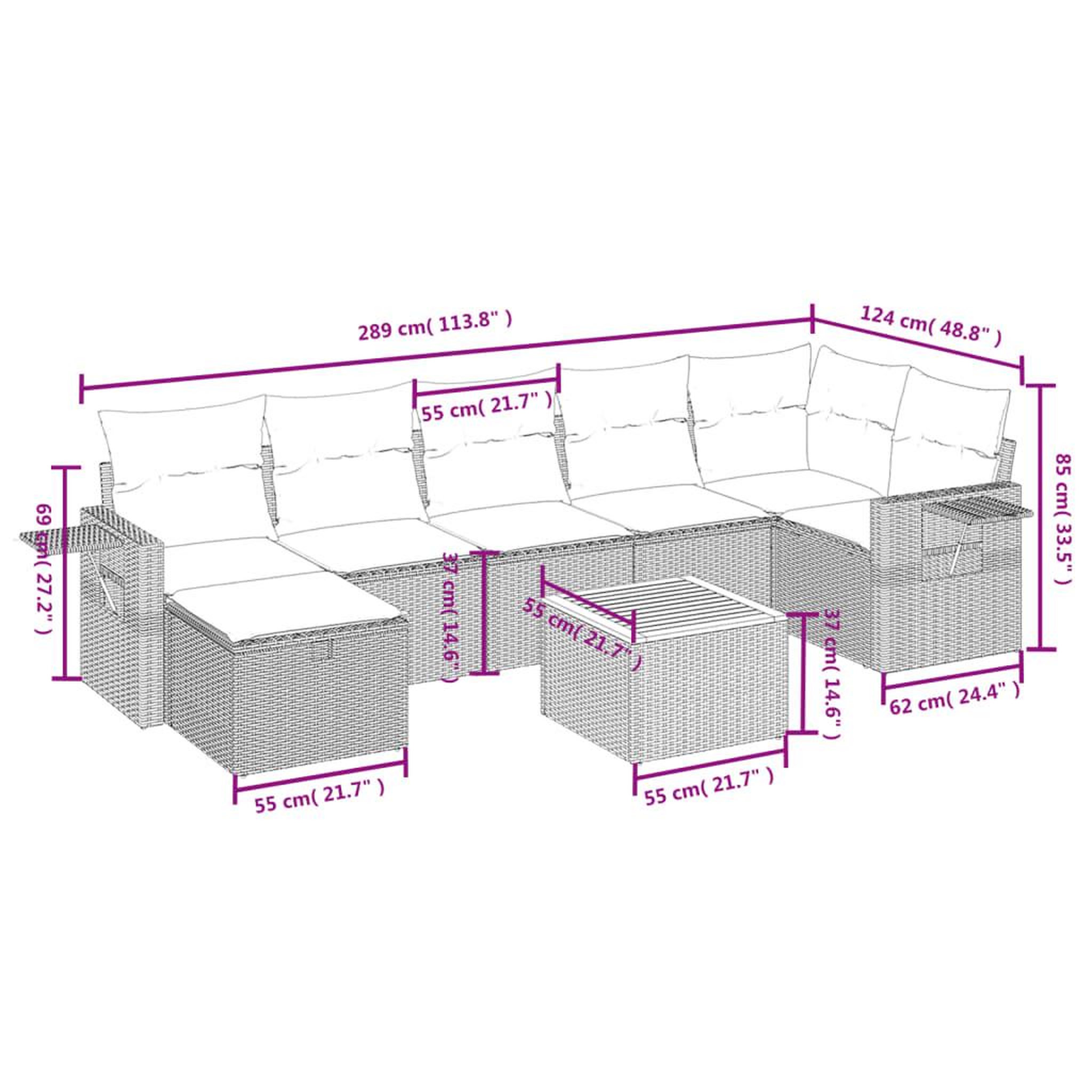 Voir la diapositive 4 : VIDAXL Salon de jardin 8 pcs avec coussins noir resine tressee