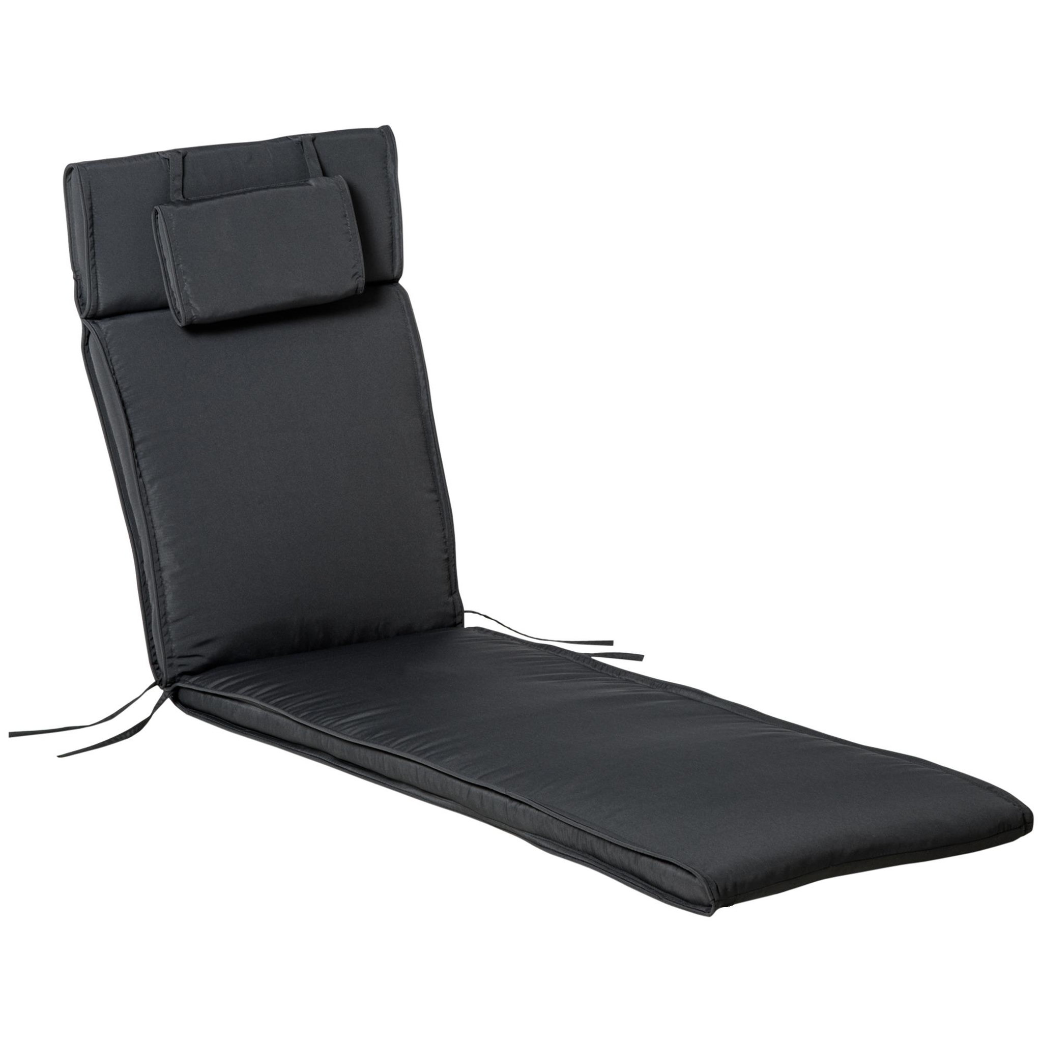 OUTSUNNY Matelas bain de soleil déhoussable - coussin de transat - matelas de chaise longue - 198 x 53 x 5 cm - tissu gris