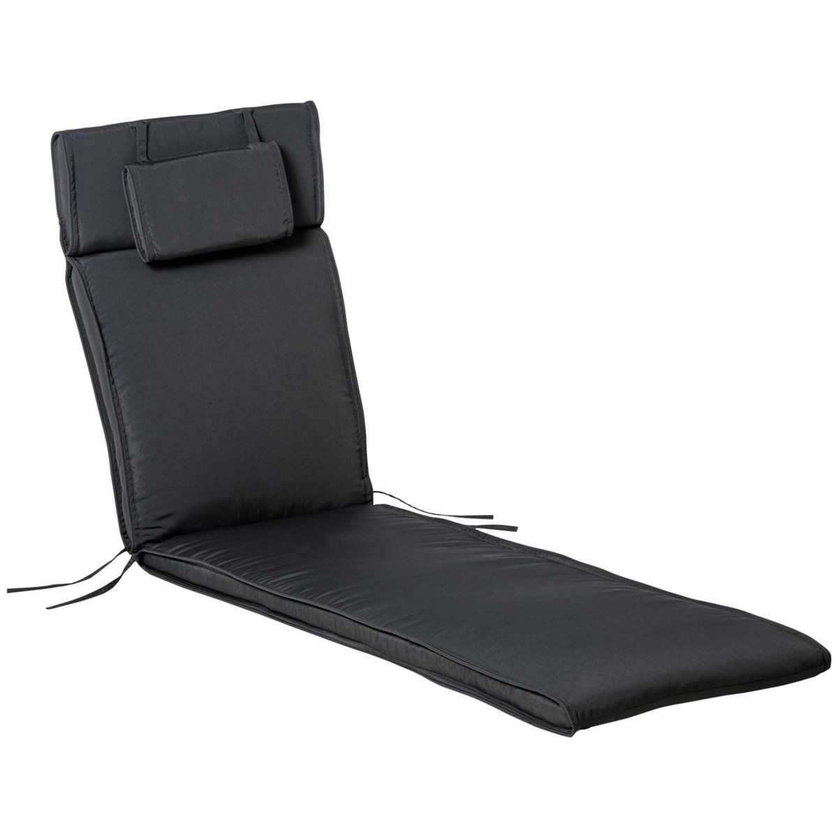 OUTSUNNY Matelas bain de soleil déhoussable - coussin de transat - matelas de chaise longue - 198 x 53 x 5 cm - tissu gris