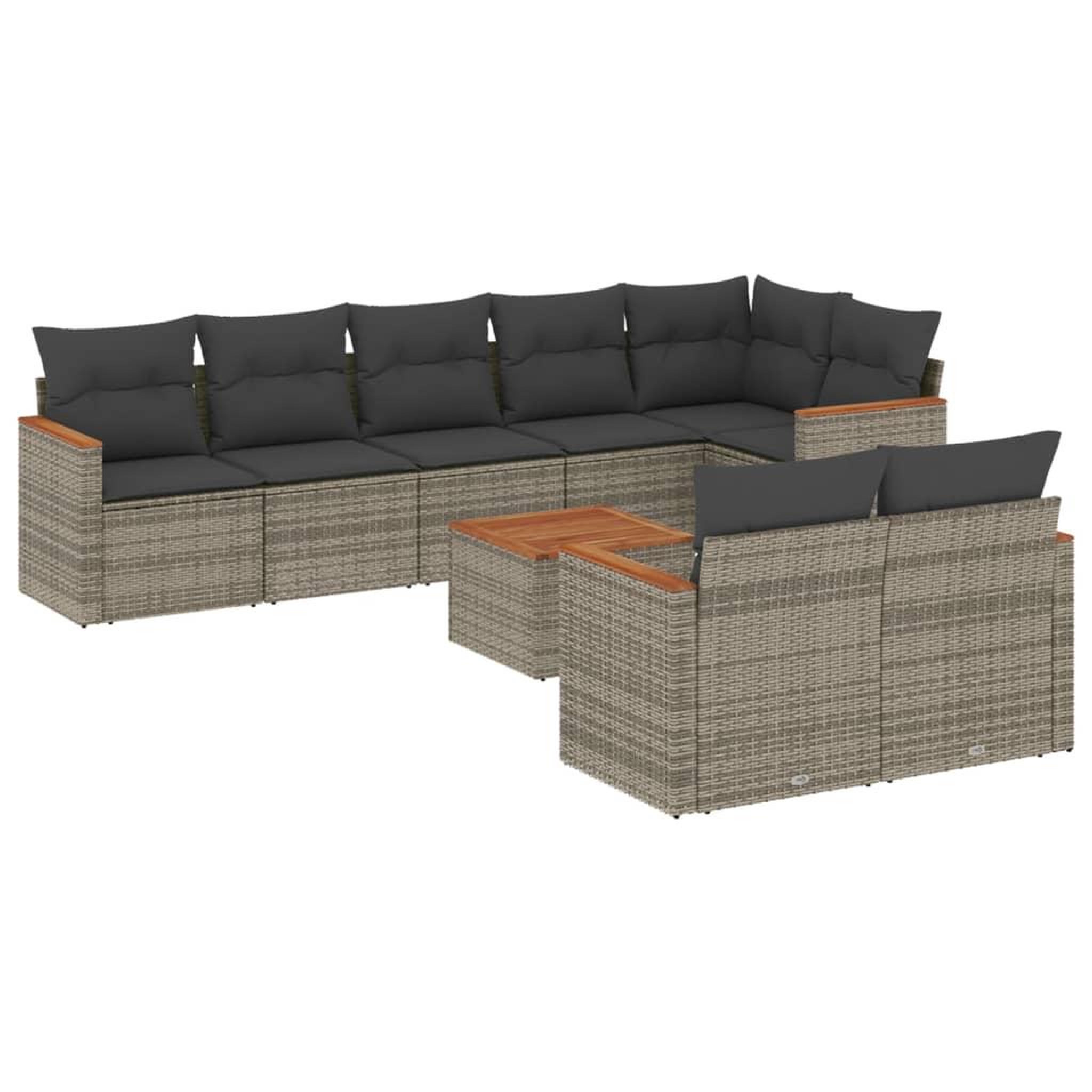 Voir la diapositive 2 : VIDAXL Salon de jardin 9 pcs avec coussins gris resine tressee