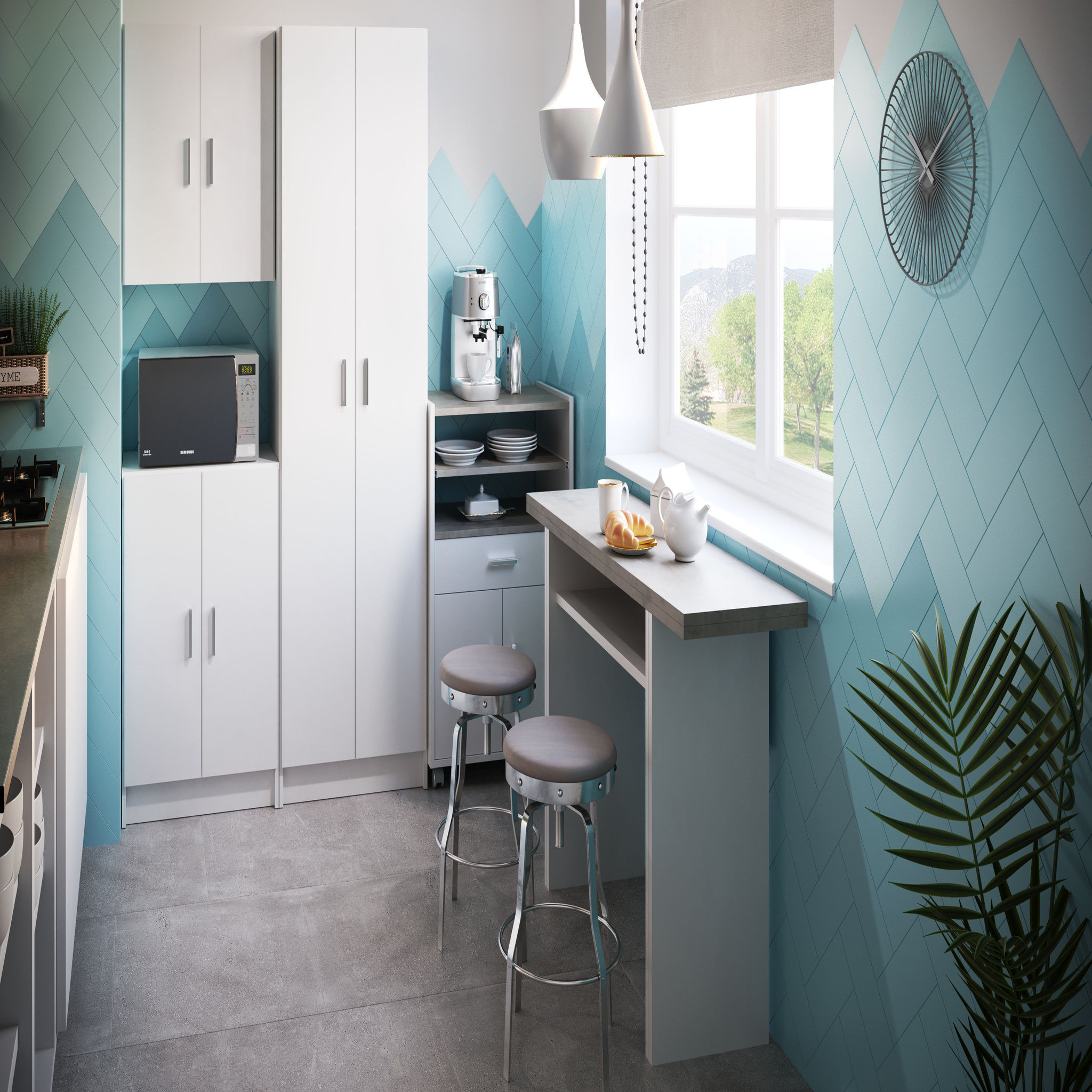 Voir la diapositive 4 : Desserte micro ondes 2 portes 1 tiroir L 59 cm x H 92cm CALI