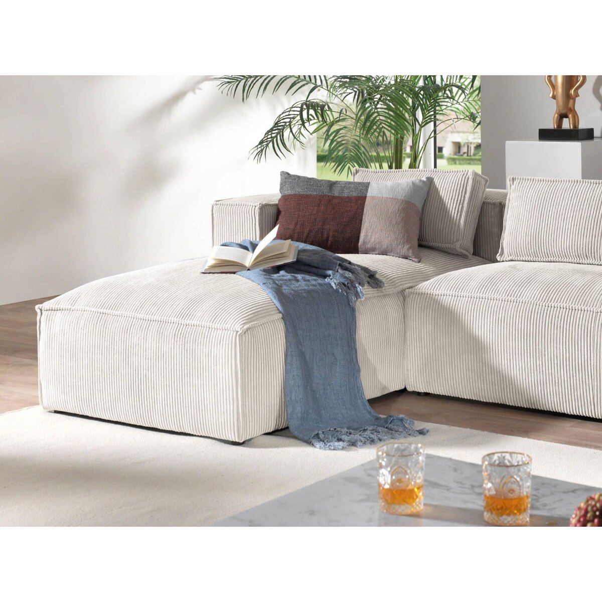 LISA DESIGN Stella - canapé d'angle - en velours côtelé - 4 places -style contemporain - gauche