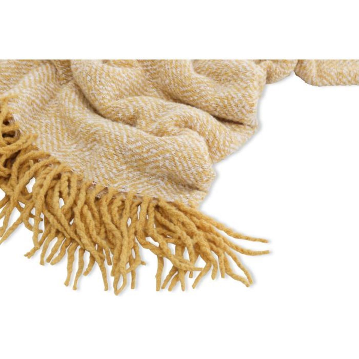 Paris Prix Plaid Imprimé à Franges  Toby  130x170cm Jaune