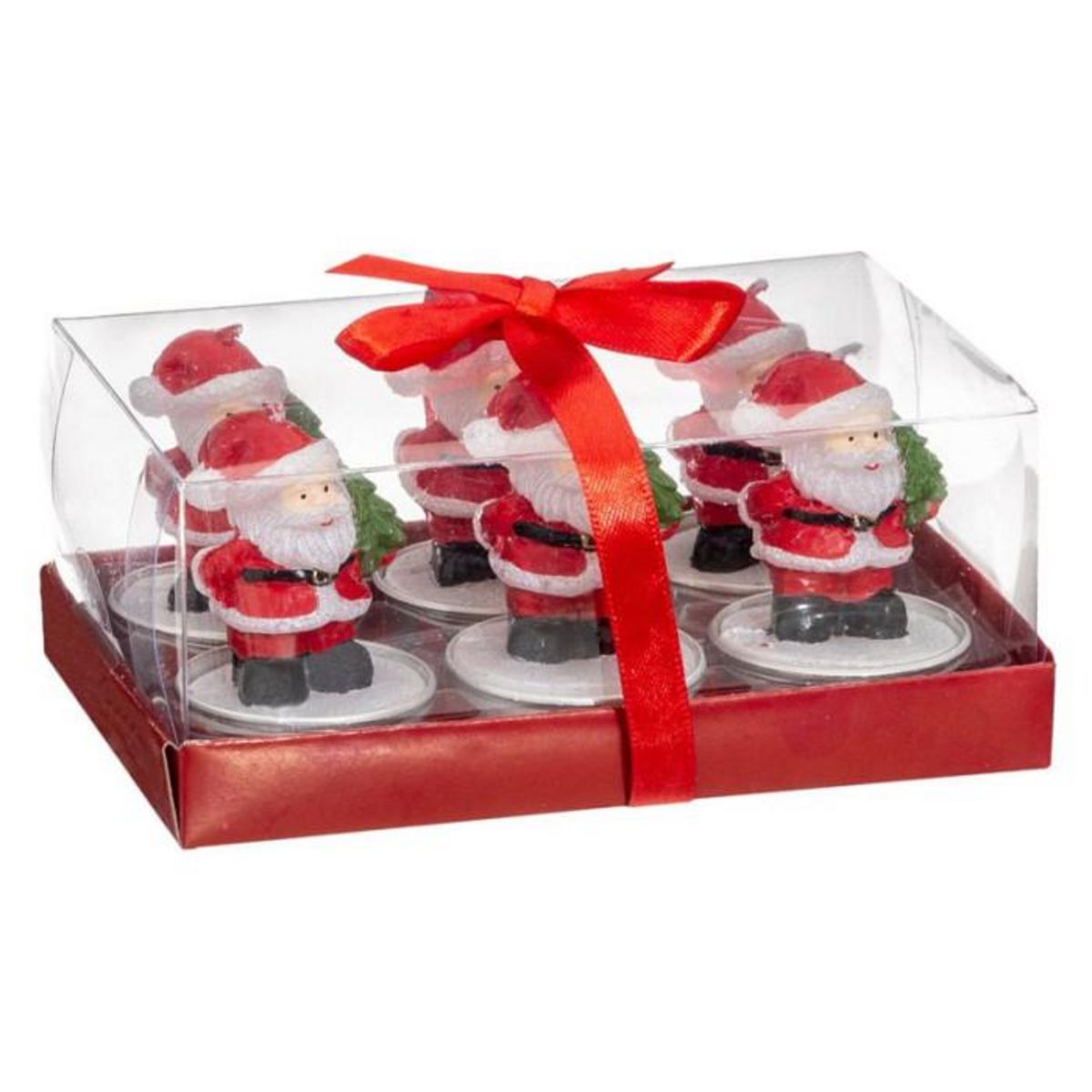 FEERIC LIGHT & CHRISTMAS Lot de 6 Bougies Déco  Père Noël  6cm Rouge & Blanc