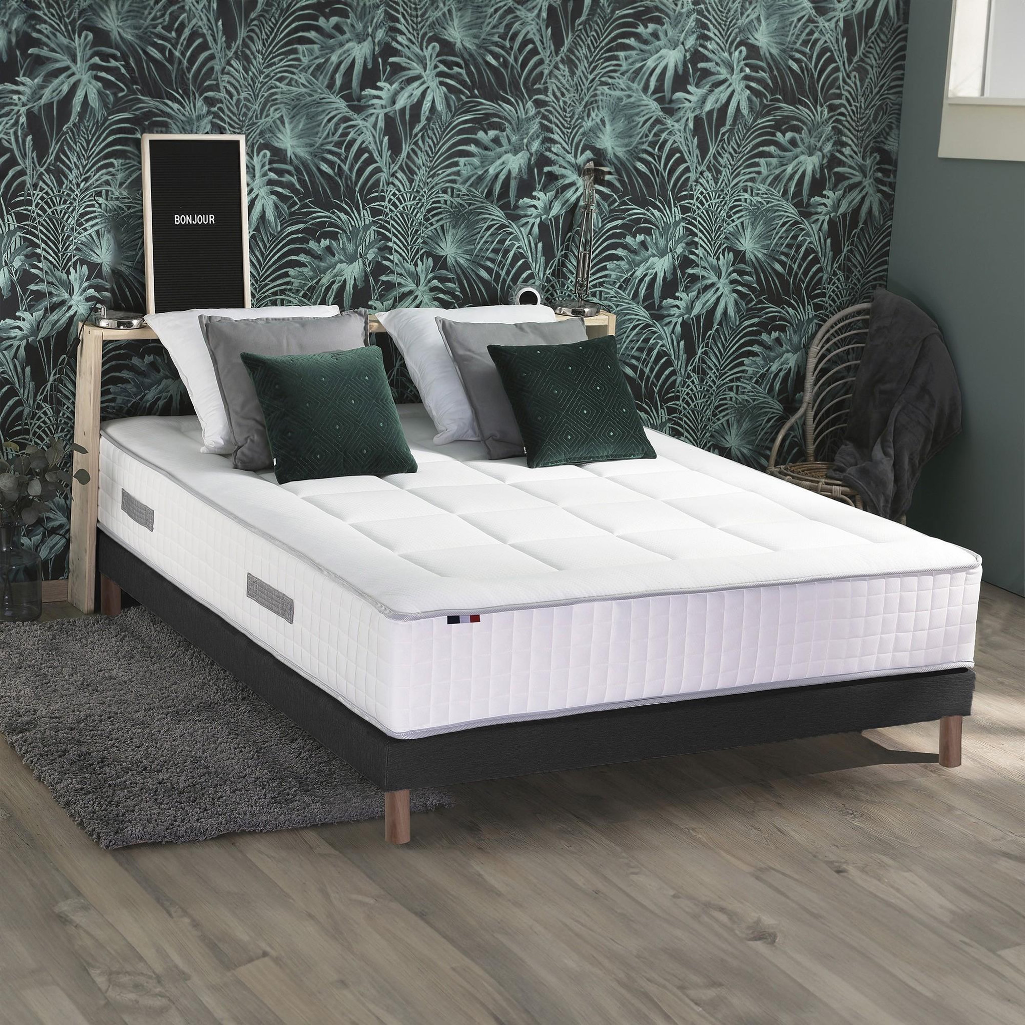 Voir la diapositive 2 : IDLITERIE Ensemble matelas Ressorts 7 zones H28cm + sommier PALACIO 2 FABRICATION FRANCAISE