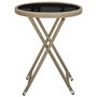 Voir la diapositive 2 : VIDAXL Table a the Beige 60 cm Resine tressee et verre trempe