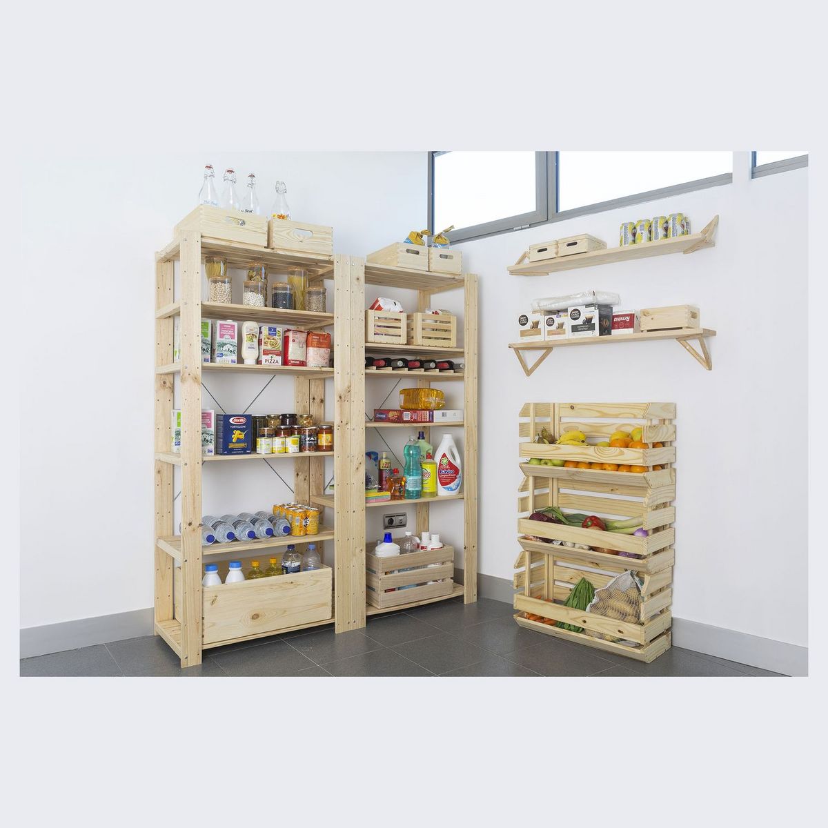 Étagère de rangement en bois massif robuste pour débarras 174,2x76,7x43 cm