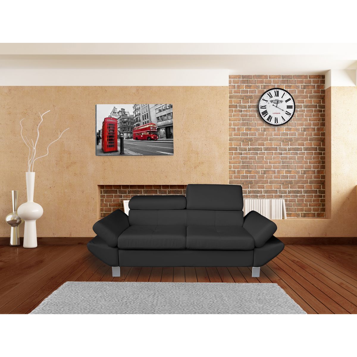 Canapé fixe VERONIQUE 2 ou 3 places, tétières et accoudoirs réglables