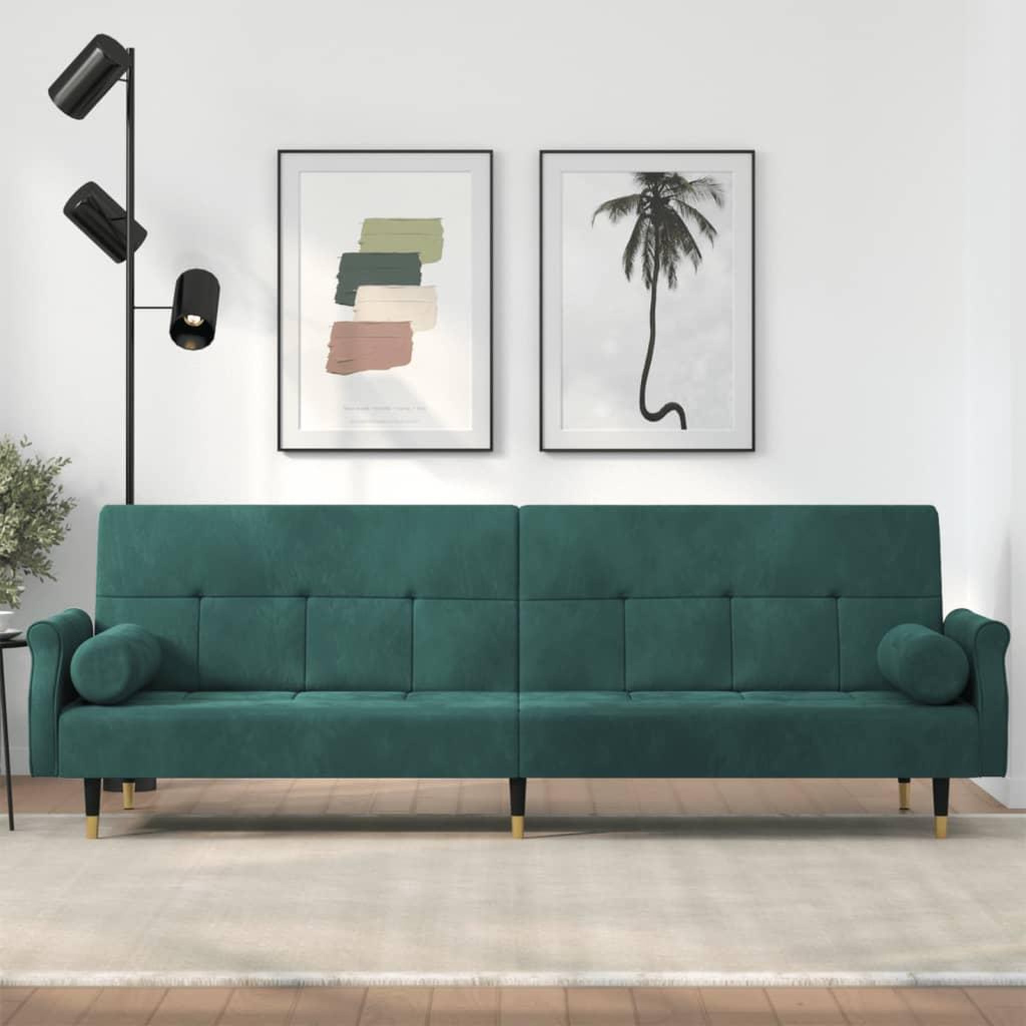 Voir la diapositive 1 : VIDAXL Canape-lit avec coussins vert fonce velours