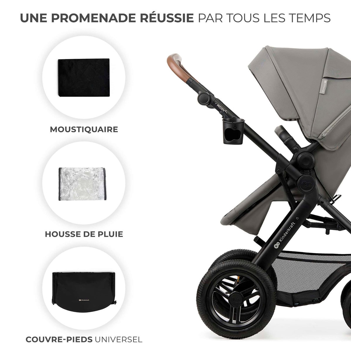 KINDERKRAFT Poussette trio moov 2 pratique et confortable