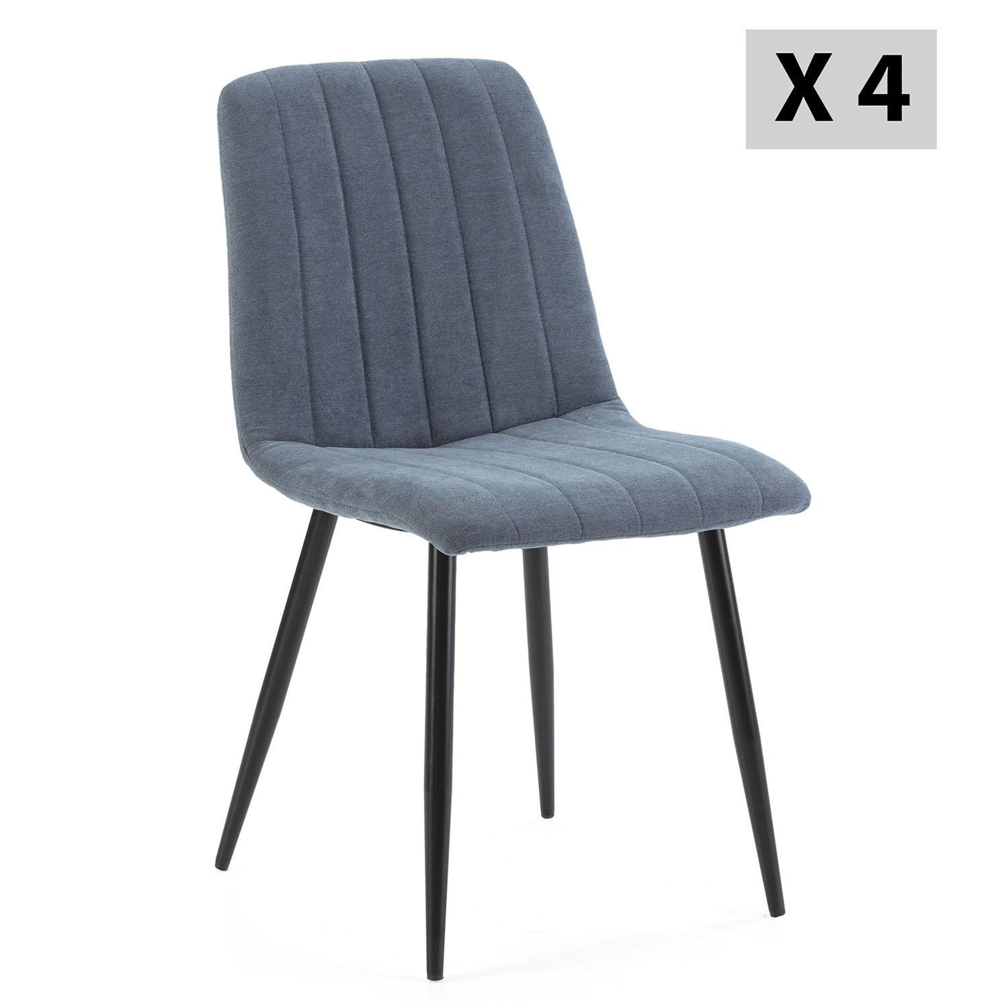 VS VENTA-STOCK Pack 4 chaises Sagi recouvertes de tissu bleu