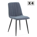 VS VENTA-STOCK Pack 4 chaises Sagi recouvertes de tissu bleu