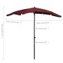 Voir la diapositive 6 : VIDAXL Parasol de jardin avec mat 200x130 cm rouge bordeaux