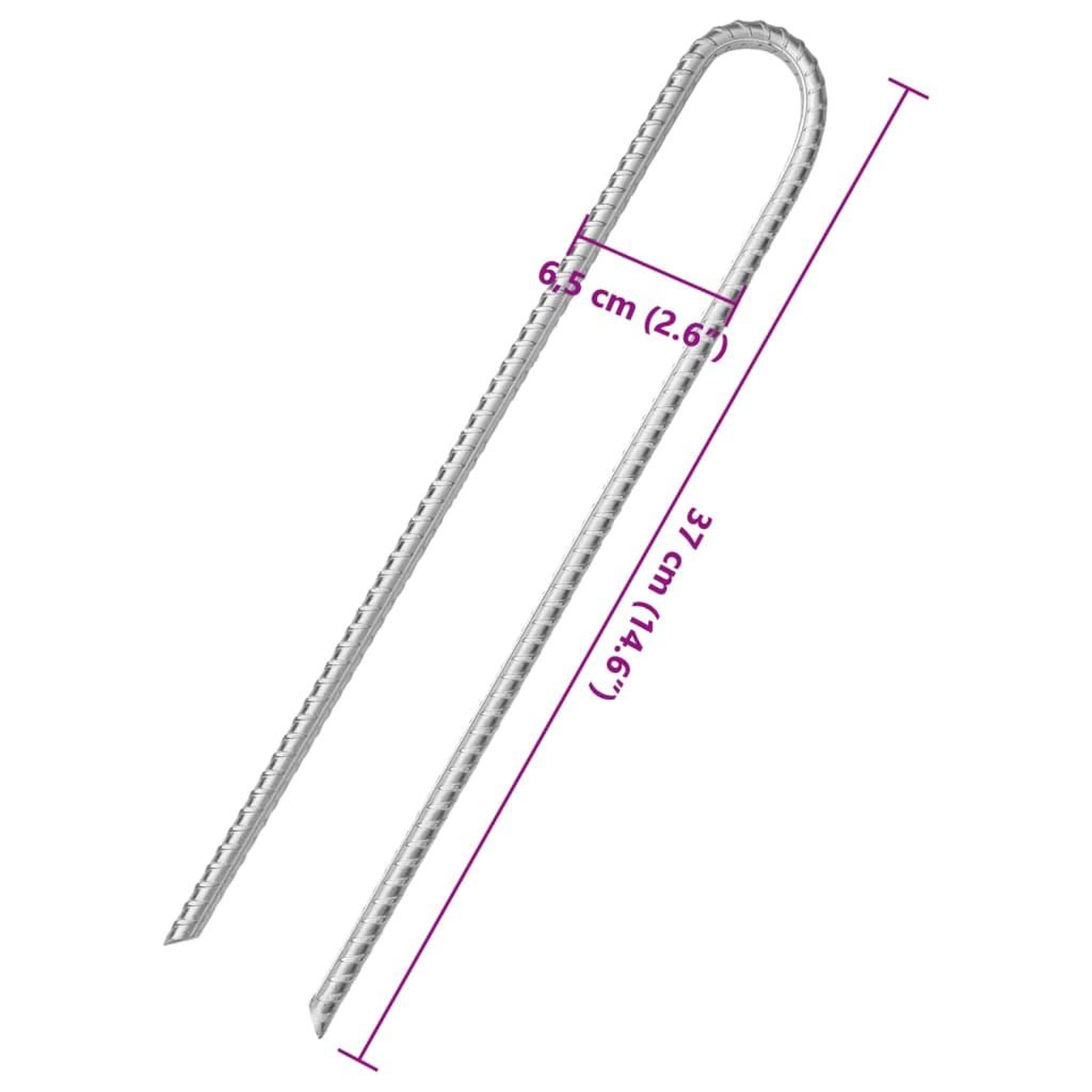 Voir la diapositive 5 : VIDAXL Piquets de tente 12pcs en forme de U 37cm Ø10mm acier galvanise