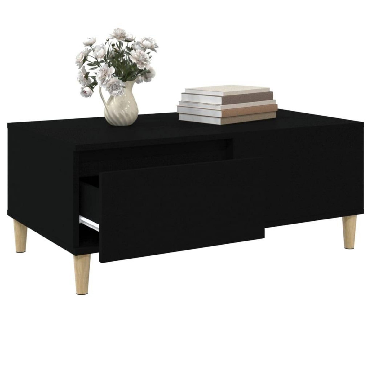 VIDAXL Table basse Noir 90x50x36,5 cm Bois d'ingenierie