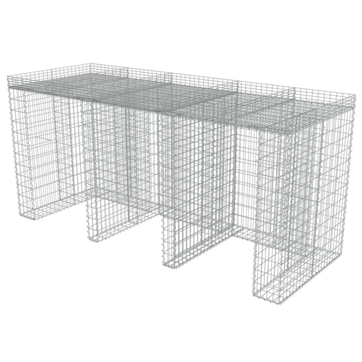 VIDAXL Mur en gabion pour poubelle Acier galvanise 270x100x130 cm