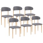 ID MARKET Lot de 6 chaises scandinaves CELESTINE en tissu gris clair effet chiné pour salle à manger