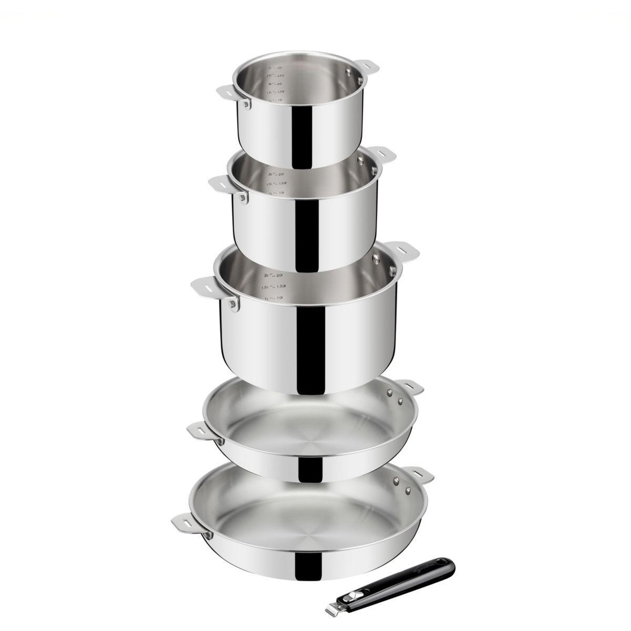 Voir la diapositive 2 : Lagostina Batterie de cuisine esperta triply 5 pièces + poignée