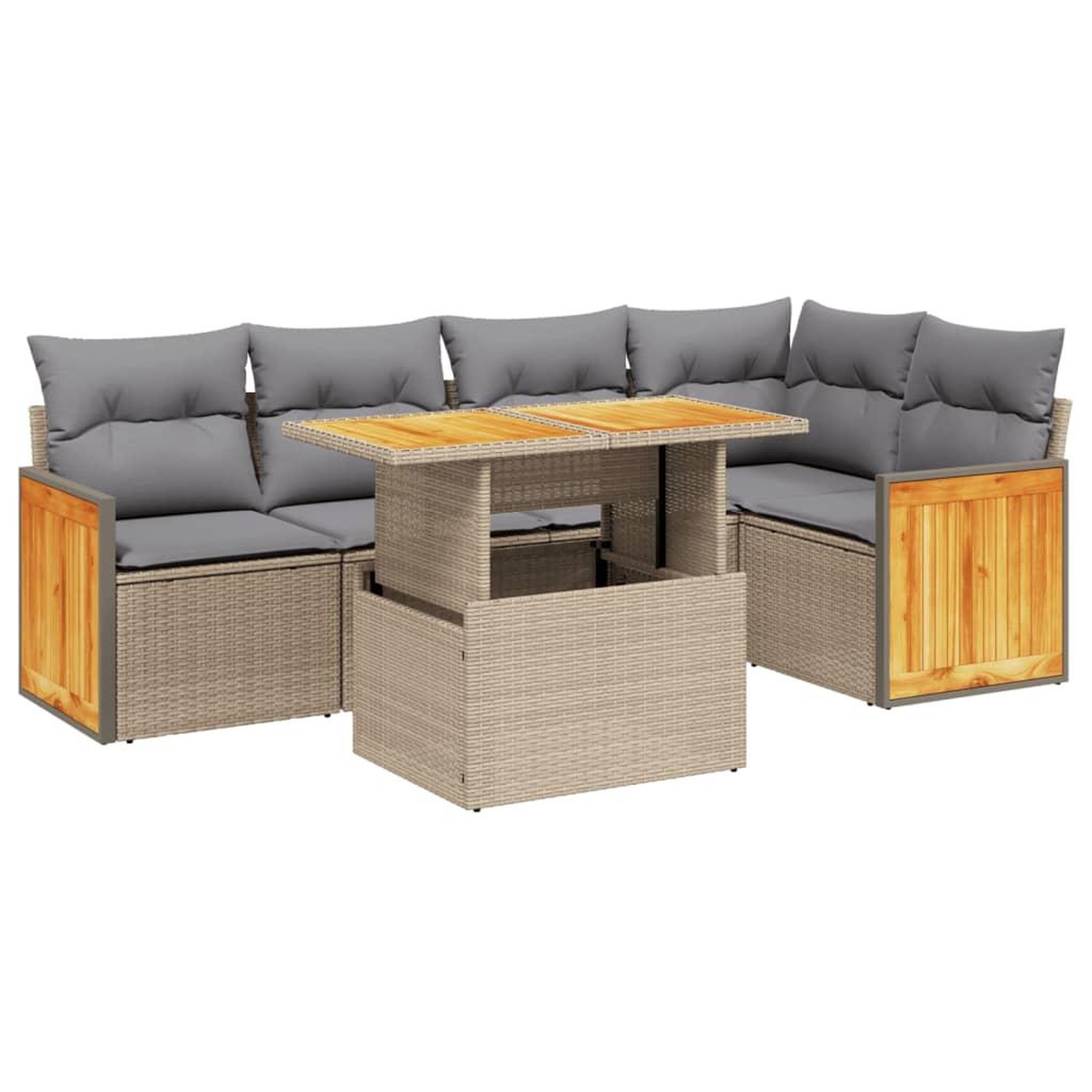 Voir la diapositive 2 : VIDAXL Salon de jardin avec coussins 6 pcs beige resine tressee