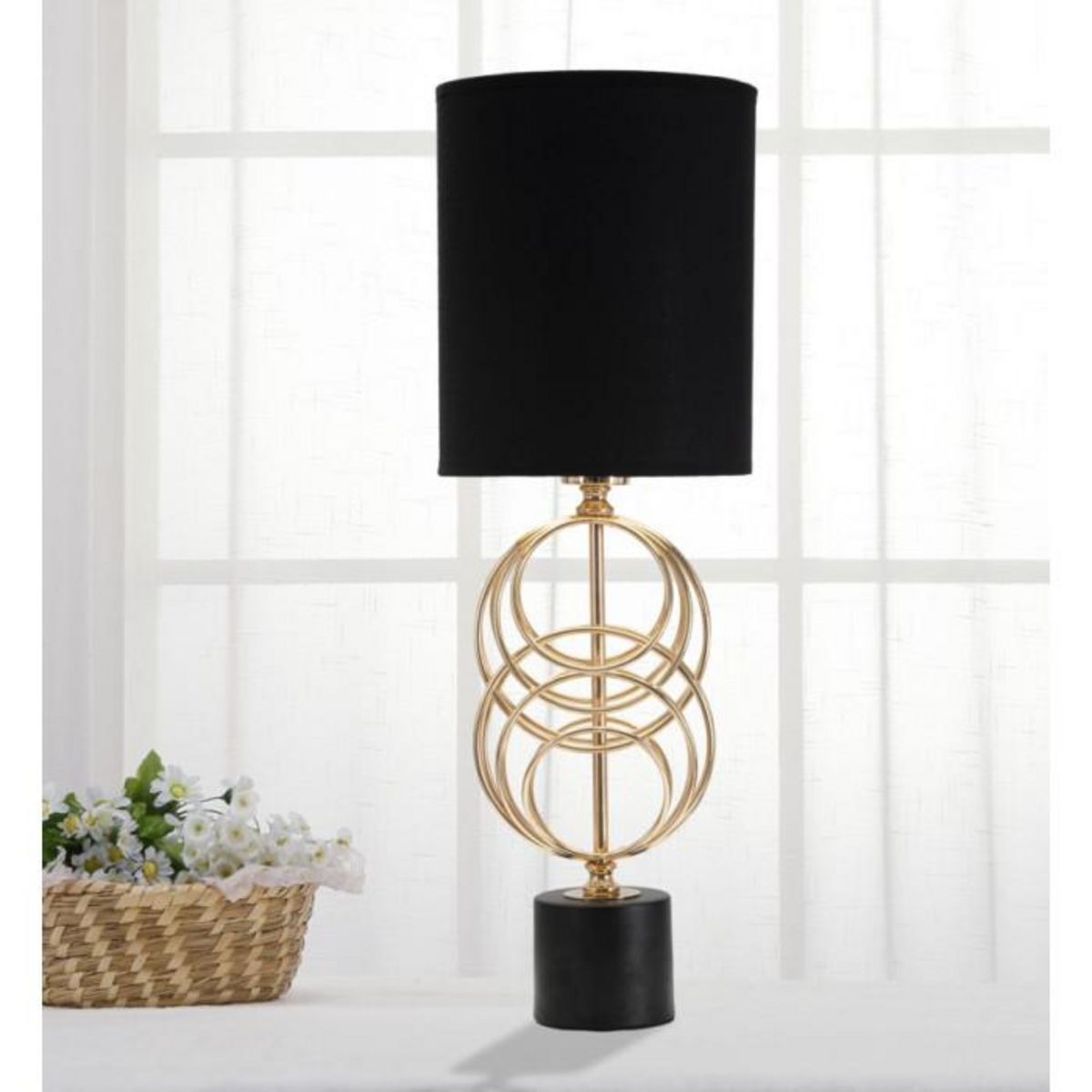Paris Prix Lampe à Poser Design en Métal  Circly  58cm Noir & Or