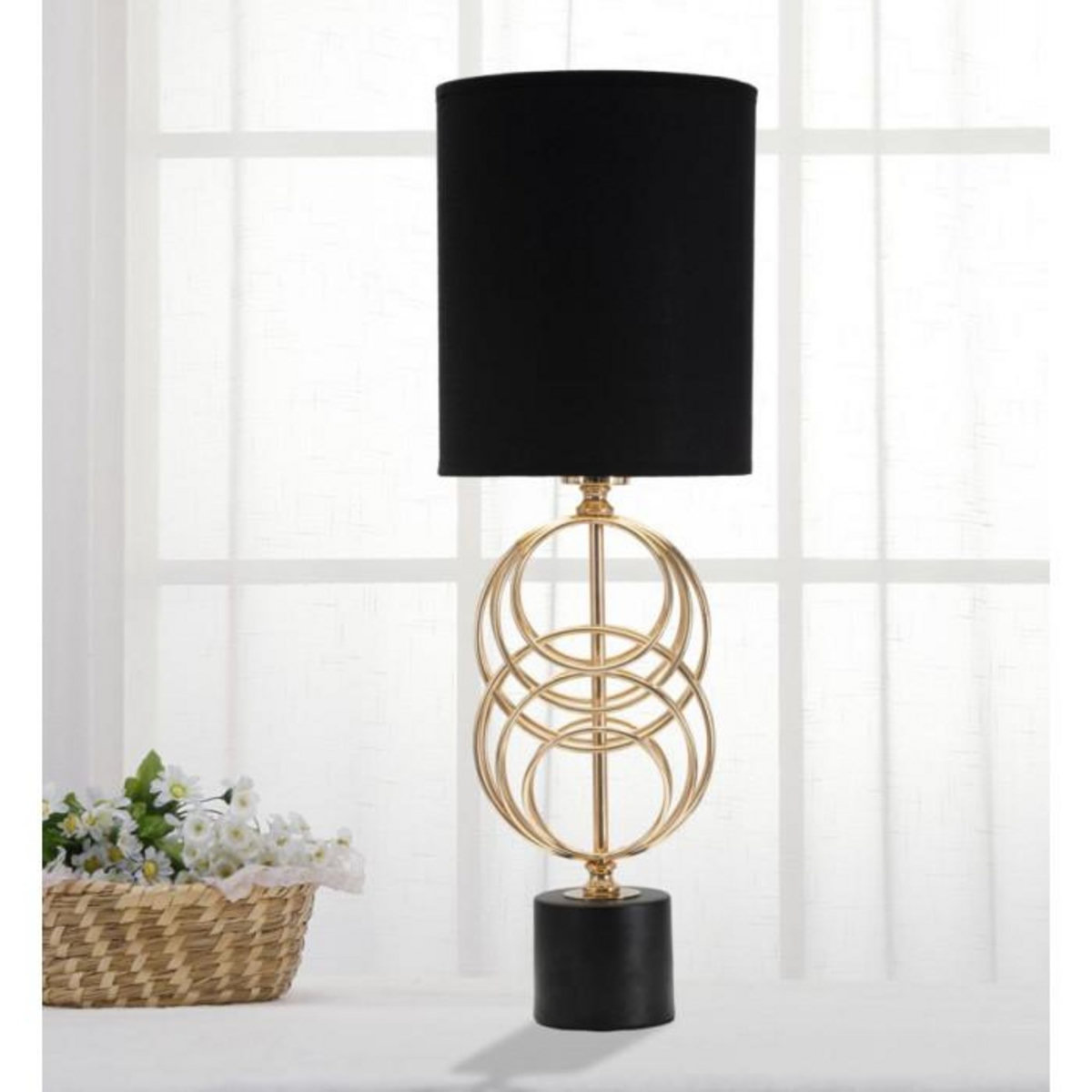 Paris Prix Lampe à Poser Design en Métal  Circly  58cm Noir & Or